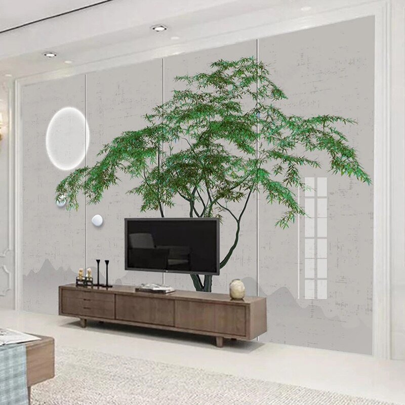 Green Willow Tree Wallpaper for Home Wall Decor-ChandeliersDecor