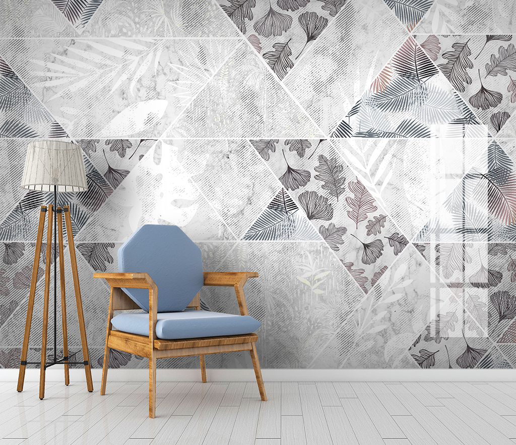Grey Geometric Pattern Wallpaper Murals-ChandeliersDecor