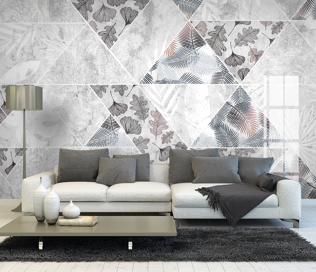 Grey Geometric Pattern Wallpaper Murals-ChandeliersDecor