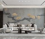 Grey Gold Tree Trunk Wallpaper Murals - Stunning Design-ChandeliersDecor.com