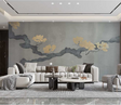 Grey Gold Tree Trunk Wallpaper Murals - Stunning Design-ChandeliersDecor