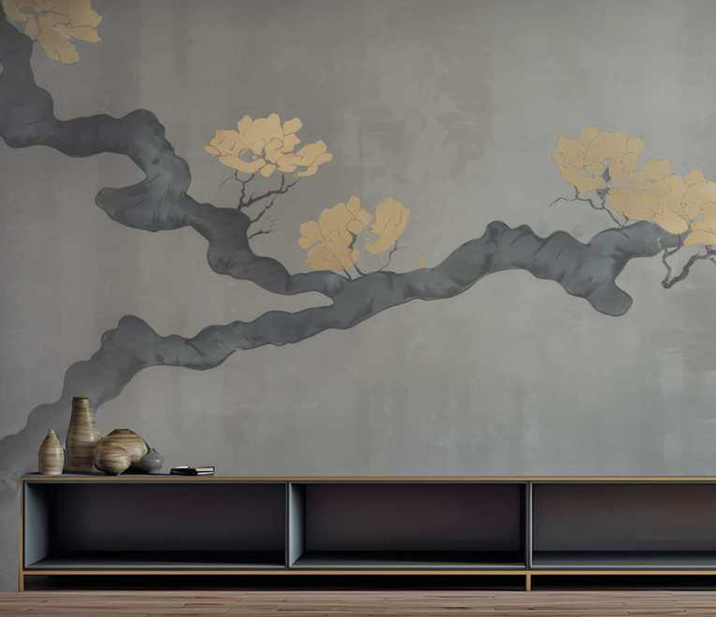 Grey Gold Tree Trunk Wallpaper Murals - Stunning Design-ChandeliersDecor