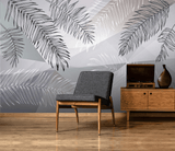Grey Long Leafs Wallpaper Murals-ChandeliersDecor.com