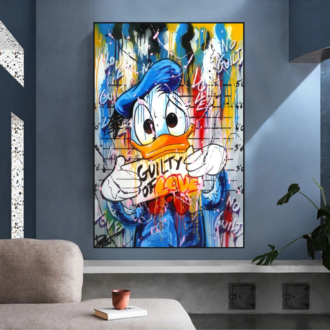 Guilty of Love: Donald Duck Canvas Wall Art-ChandeliersDecor