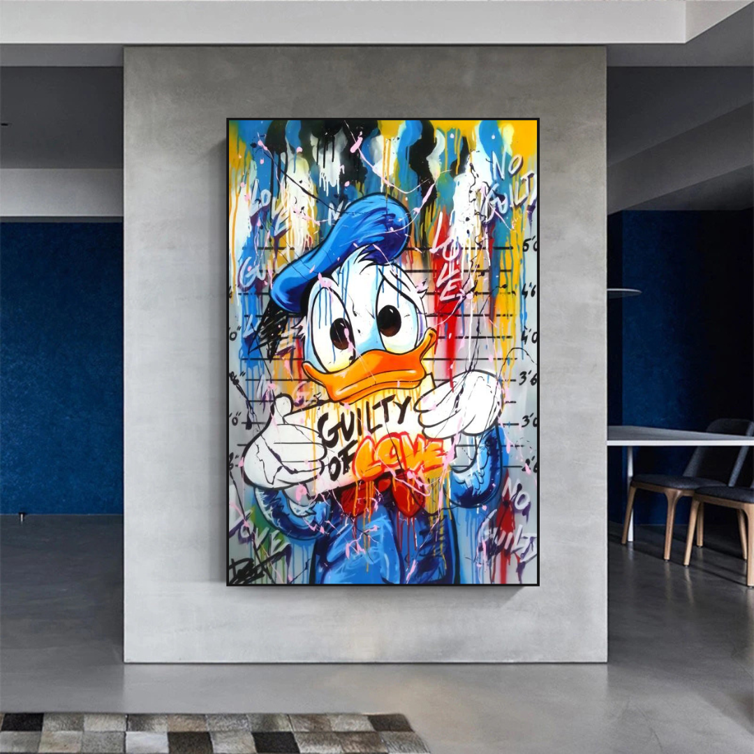 Guilty of Love: Donald Duck Canvas Wall Art-ChandeliersDecor