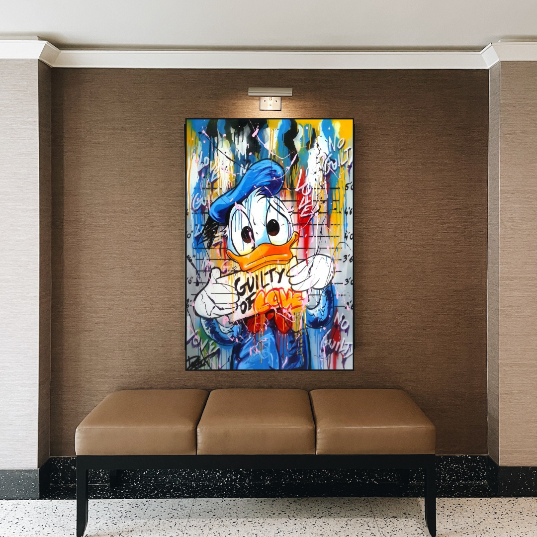 Guilty of Love: Donald Duck Canvas Wall Art-ChandeliersDecor