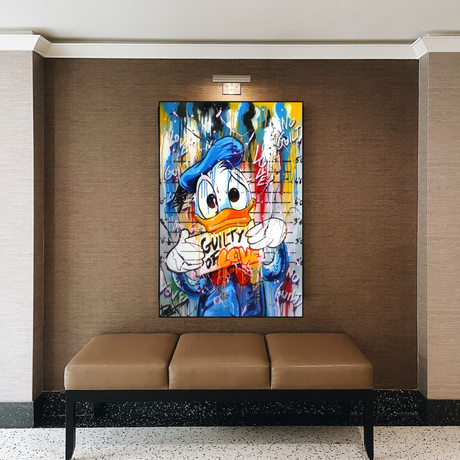 Guilty of Love: Donald Duck Canvas Wall Art-ChandeliersDecor