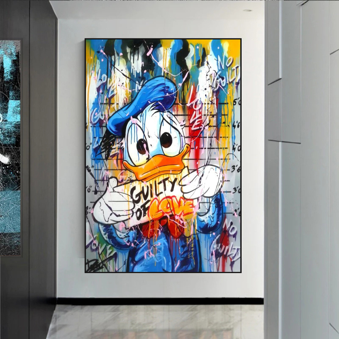 Guilty of Love: Donald Duck Canvas Wall Art-ChandeliersDecor