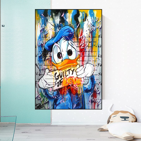 Guilty of Love: Donald Duck Canvas Wall Art-ChandeliersDecor