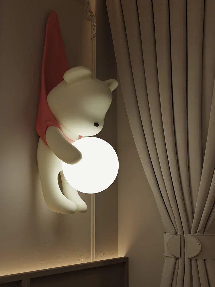 Lampe murale suspendue en forme d'ours pour chambre d'enfant