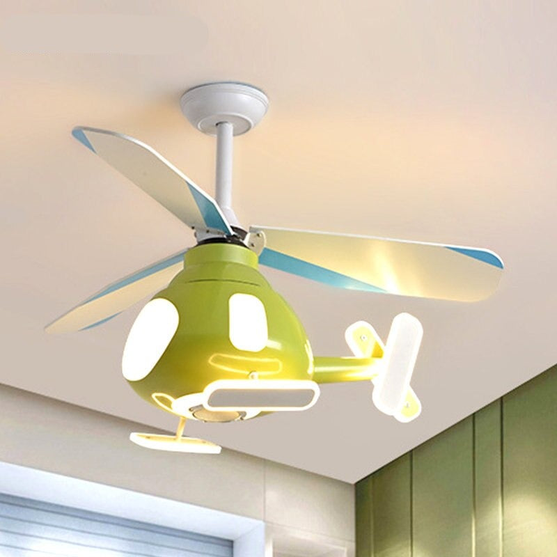 Helicopter Ceiling Light and Fan for Kids Room-ChandeliersDecor