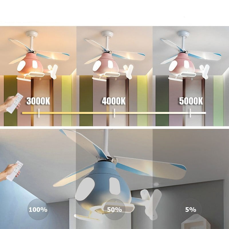 Helicopter Ceiling Light and Fan for Kids Room-ChandeliersDecor