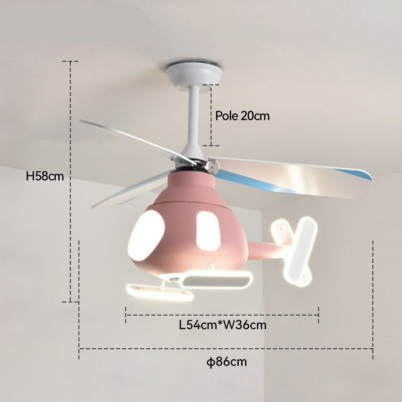 Helicopter Ceiling Light and Fan for Kids Room-ChandeliersDecor