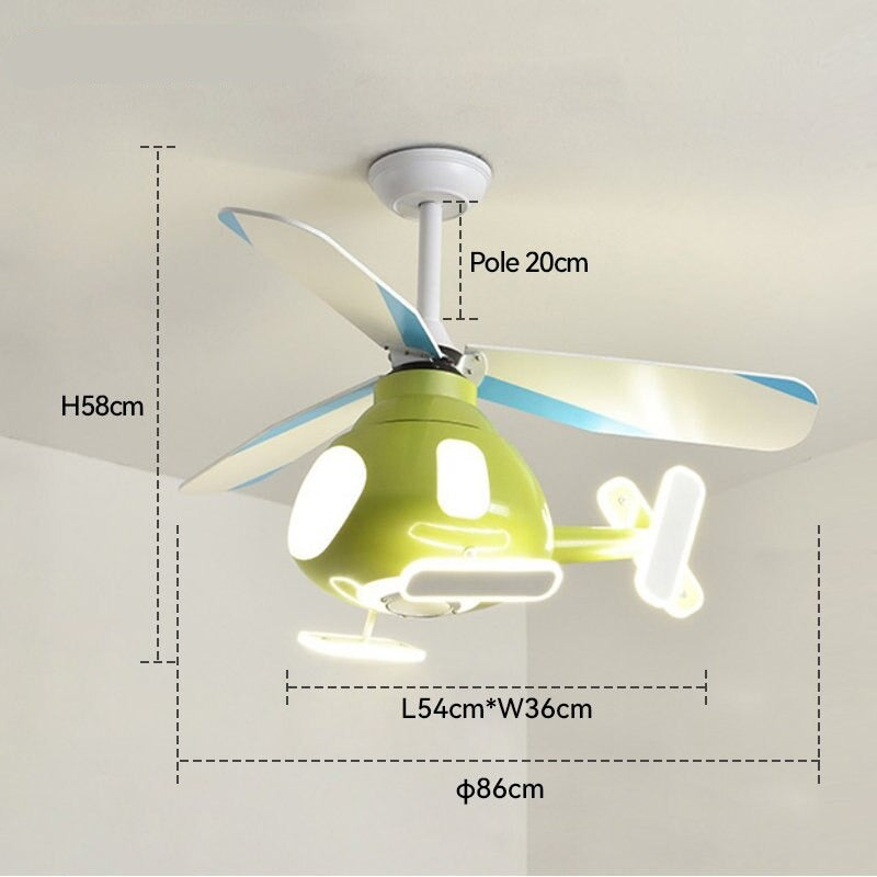 Helicopter Ceiling Light and Fan for Kids Room-ChandeliersDecor