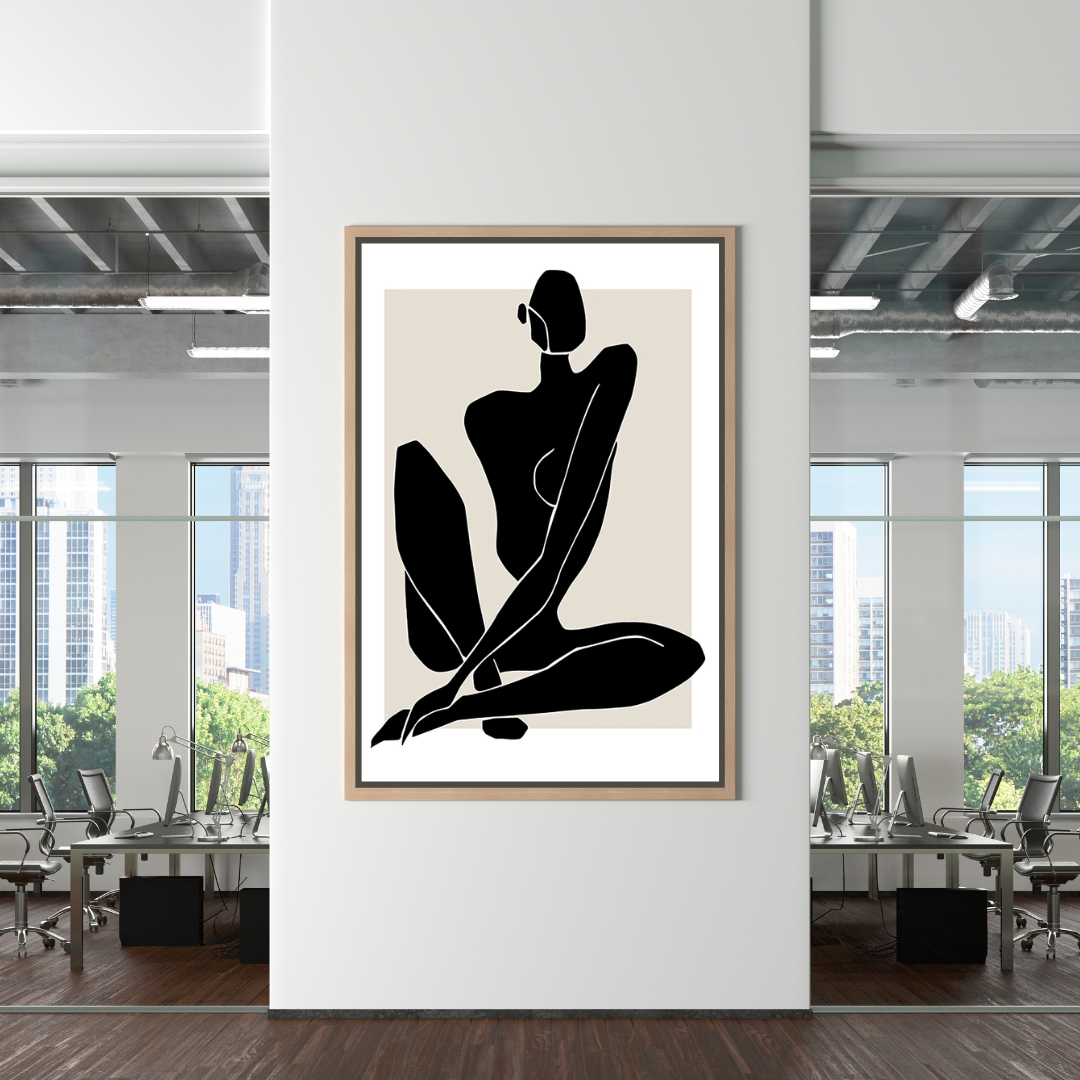 Henri Matisse Body Line Leaf Boho Black Beige Canvas Wall Art-ChandeliersDecor