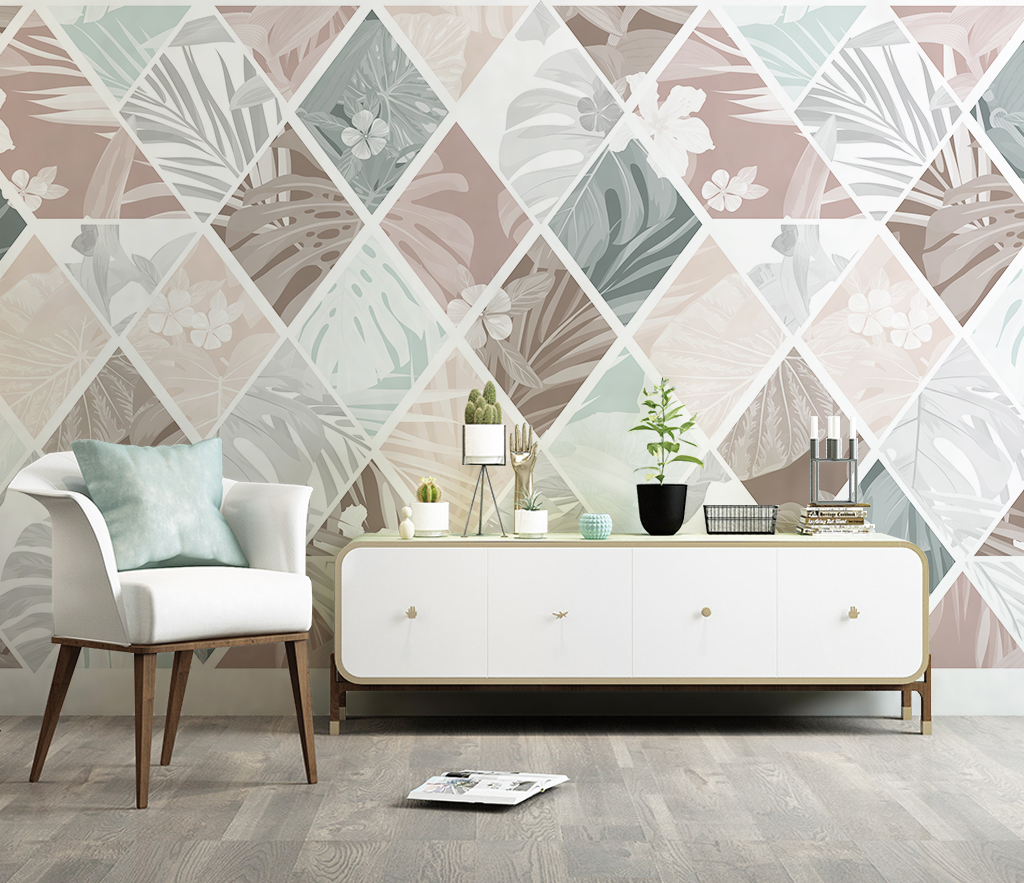 Hexagonal Geometric Pattern Wallpaper Murals-ChandeliersDecor