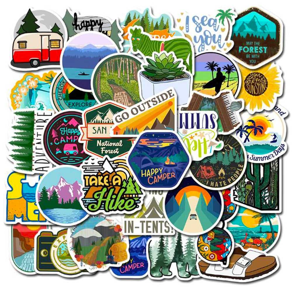 Hiking Camping Stickers Pack: Explore the Outdoors-ChandeliersDecor