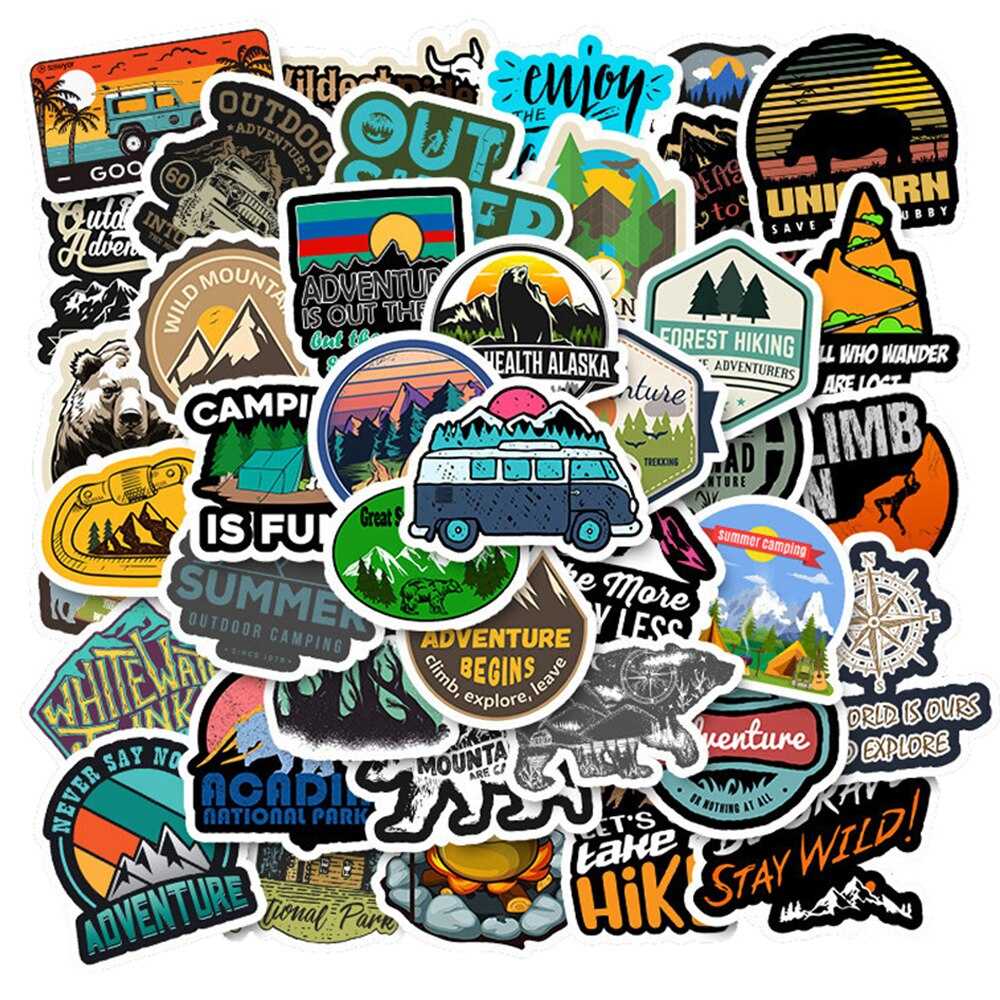 Hiking Camping Stickers Pack: Explore the Outdoors-ChandeliersDecor