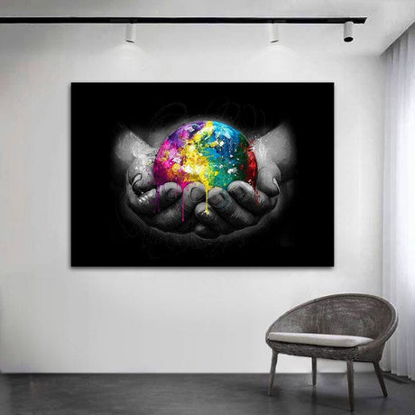 Holding The Earth Canvas Wall Art-ChandeliersDecor