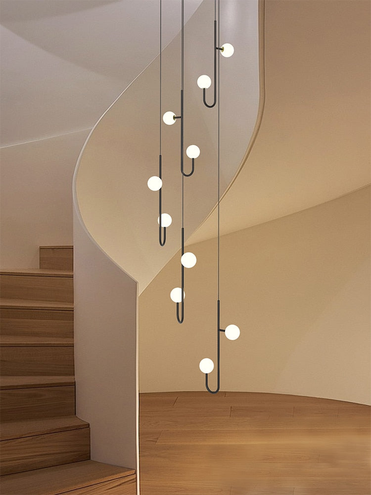 Hooked Staircase Chandelier: Elegant Lighting Fixture-ChandeliersDecor