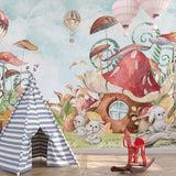 Hop Little Bunnies Woodland Adventure Wallpaper Mural-ChandeliersDecor.com
