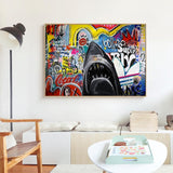 Hungry Shark Canvas Wall Art-ChandeliersDecor