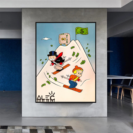 Ice Skating in Alps - Mr Monopoly and Richie Wall Art-ChandeliersDecor