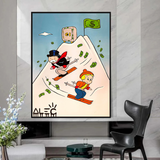 Ice Skating in Alps - Mr Monopoly and Richie Wall Art-ChandeliersDecor