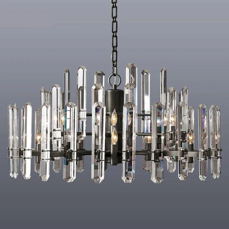 Illuminate Your Space with the K9 Crystal Brass Metal Chrome Black Chandelier-ChandeliersDecor