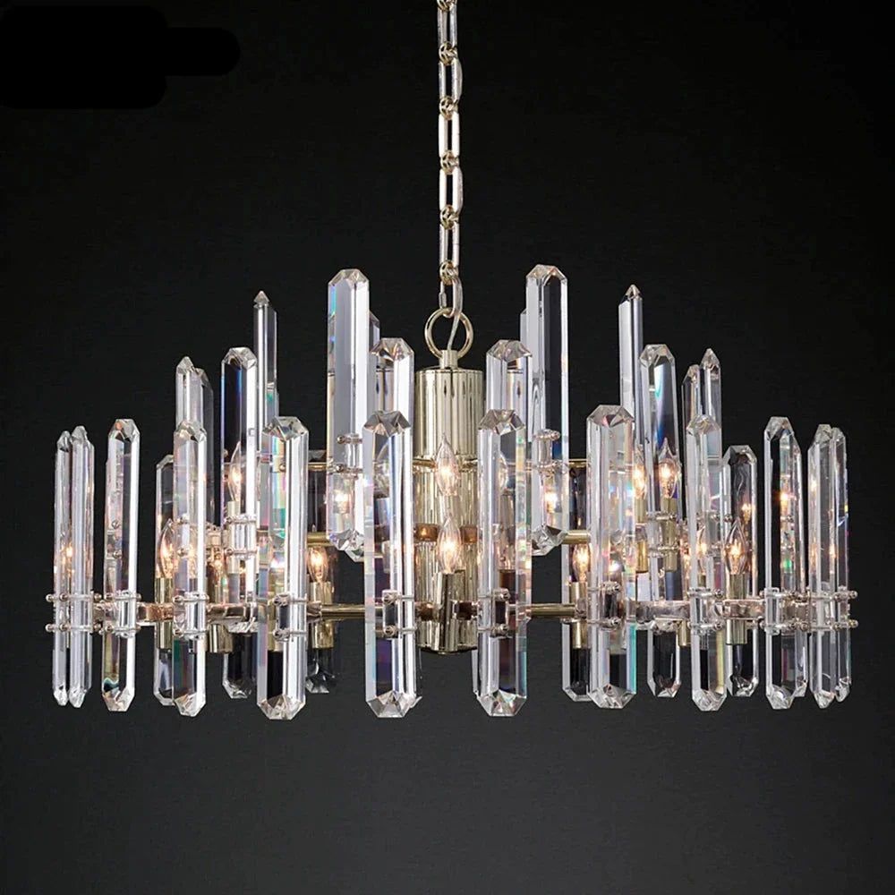 Illuminate Your Space with the K9 Crystal Brass Metal Chrome Black Chandelier-ChandeliersDecor