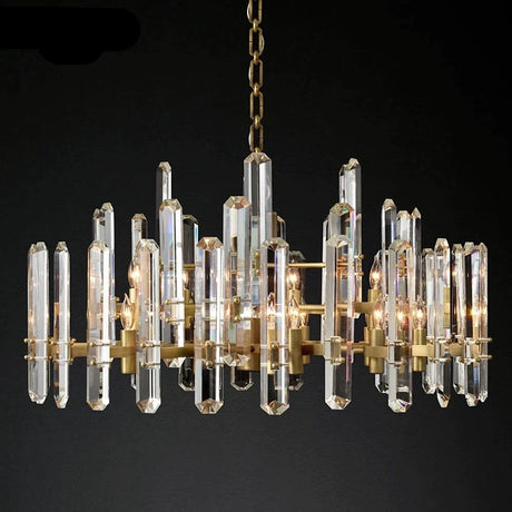 Illuminate Your Space with the K9 Crystal Brass Metal Chrome Black Chandelier-ChandeliersDecor