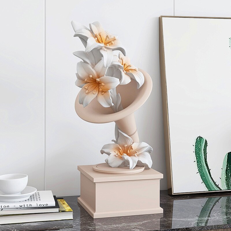 Interior Home Decoration Flower Statue Ornament-ChandeliersDecor