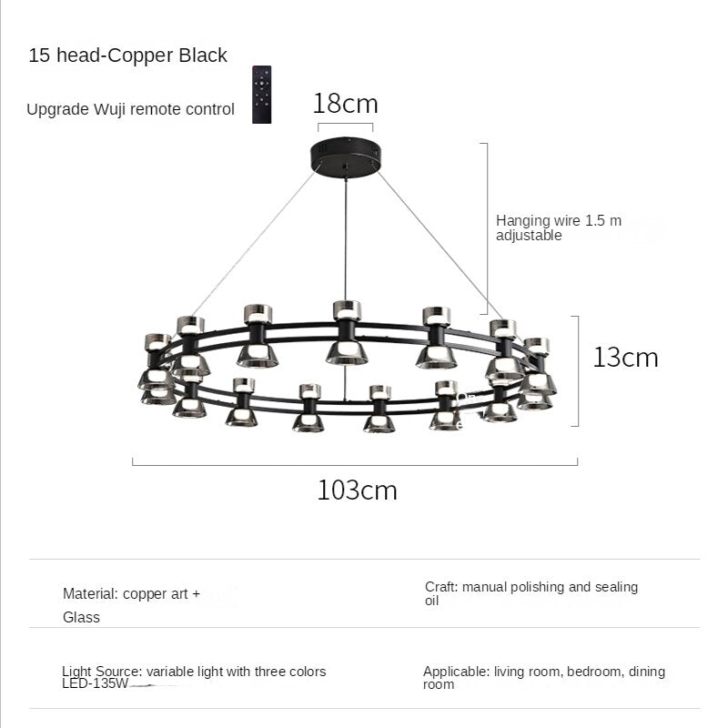 Italian Copper - Glass Ribbon Chandelier-ChandeliersDecor