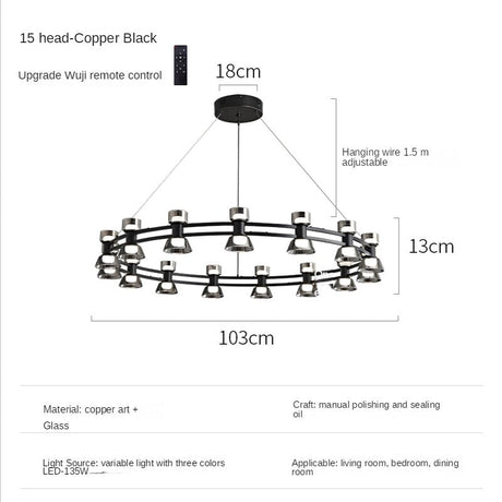 Italian Copper - Glass Ribbon Chandelier-ChandeliersDecor