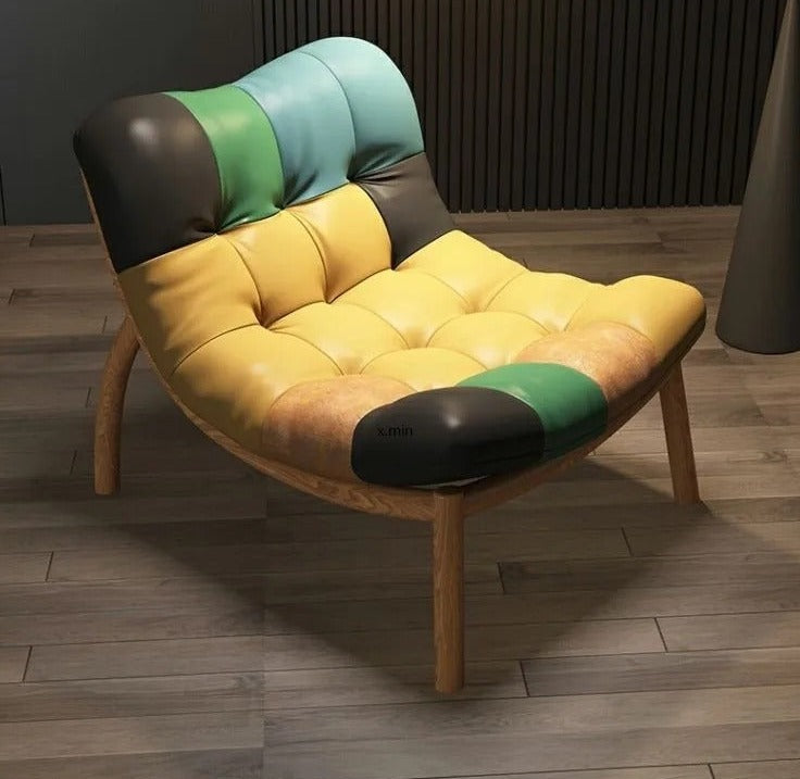 Italian Cow Leather Designer Lazy Chair-ChandeliersDecor