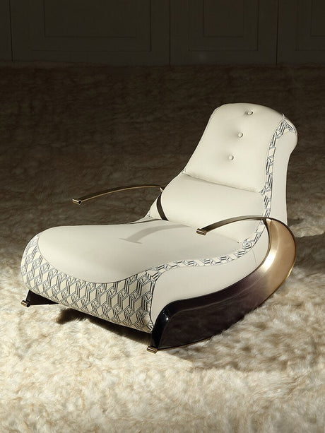 Italian Designer Luxury Leather Sofa Rocking Chair-ChandeliersDecor