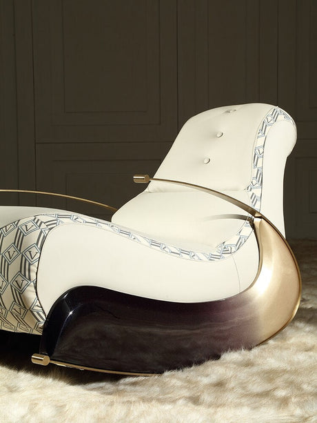 Italian Designer Luxury Leather Sofa Rocking Chair-ChandeliersDecor