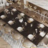 Italian Hourglass Solid Wood Brass Dining Table Set-ChandeliersDecor