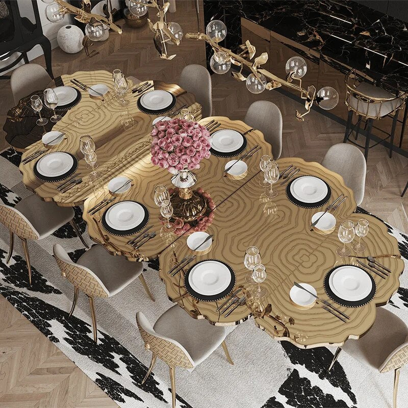 Italian Light Luxury Brass Dining Table-ChandeliersDecor
