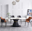 Italian Rock Slab Faux Marble 'The Slate' Dining Table-ChandeliersDecor