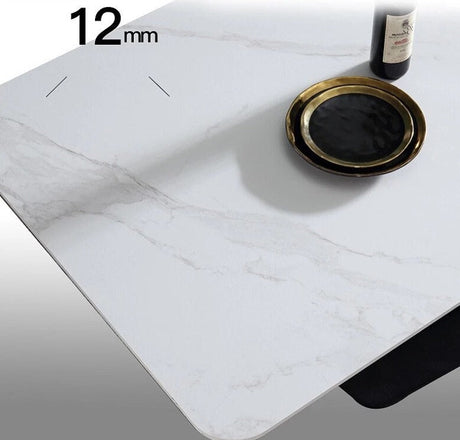 Italian Rock Slab Faux Marble 'The Slate' Dining Table-ChandeliersDecor