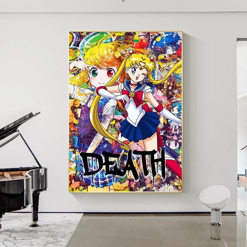 Japanese Anime Graffiti Canvas Wall Art - Vibrant Designs-ChandeliersDecor