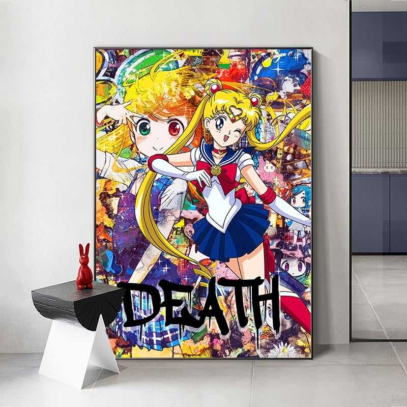 Japanese Anime Graffiti Canvas Wall Art - Vibrant Designs-ChandeliersDecor