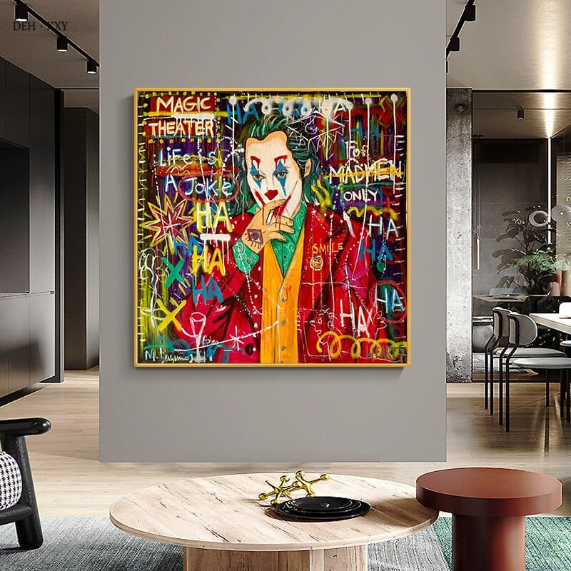 Joker Character Street Art Canvas Wall Art-ChandeliersDecor