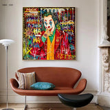 Joker Character Street Art Canvas Wall Art-ChandeliersDecor