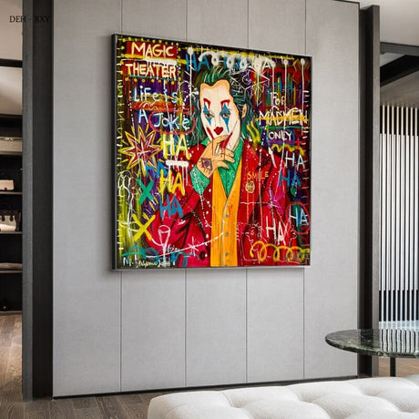 Joker Character Street Art Canvas Wall Art-ChandeliersDecor