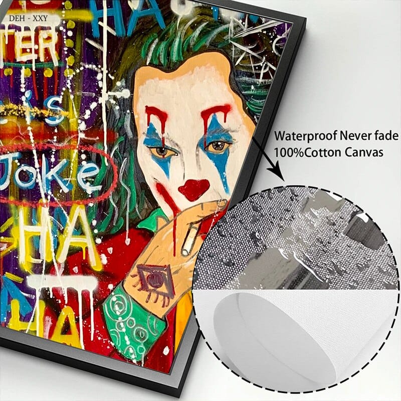 Joker Character Street Art Canvas Wall Art-ChandeliersDecor