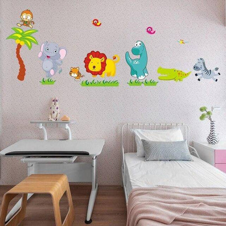 Jungle Animals Wall Stickers | Wild Animal Wall Decals | DIY Vinyl Stickers for Kids Room | Nursery Home Bedroom Decoration