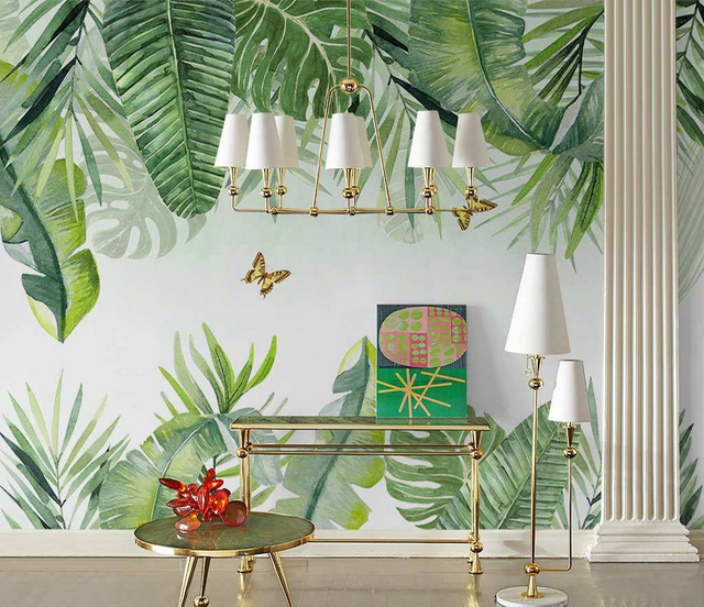 Jungle leafs Wallpaper Murals-ChandeliersDecor