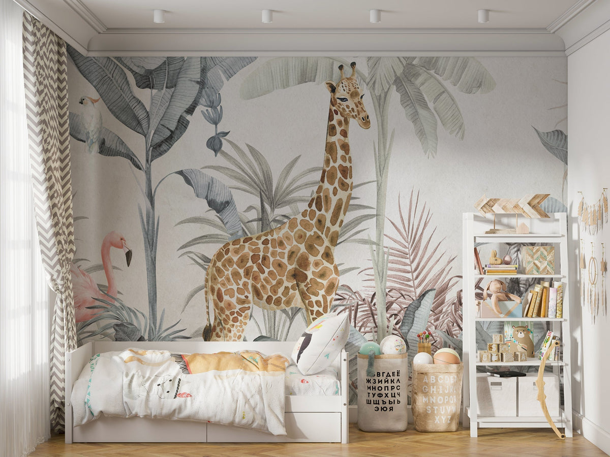 Jungle Safari Animals - Kids Room Wallpaper Mural-ChandeliersDecor
